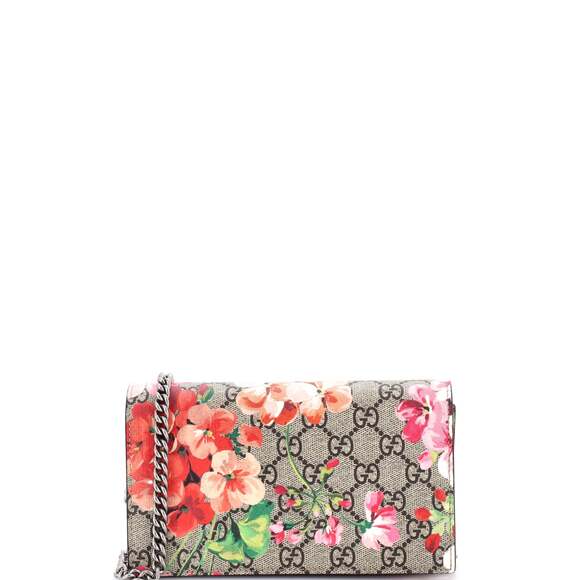 Gucci Chain Wallet Blooms Print Gg #227350G99B - Picture 1 of 6